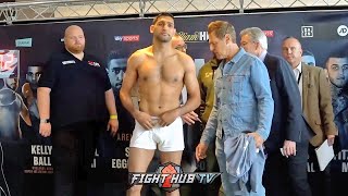 AMIR KHAN HAS TO STRIP DOWN! WEIGHS IN BANG ON 147 lbs!
