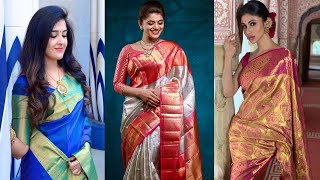 Latest silk sarees  with Borders, Silk sarees with contrast border,  Party Wear Silk Saree Designs