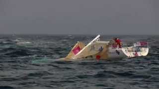 Démâtage de Yann Eliès sur la Solitaire du Figaro 2014