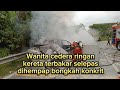 Wanita ced3ra ringan, kereta terbakar selepas dihempap bongkah konkrit