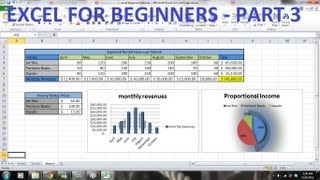 How to Use Excel 2010 Tutorial FOR BEGINNERS PART 3 - How to use Excel - formulas, charts, tables
