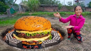 Bà Tân Vlog - Lần Đầu Làm Cái Bánh Mì Hamburger Nướng Dưới Lòng Đất Khổng Lồ