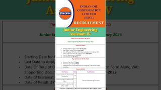 Junior Engineering Assistant IV Vacancy 2023//IOCL Recruitment 2023//Indian Oil Corporation Ltd🛢️👍