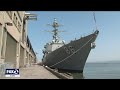 Ships docked along San Francisco waterfront for Fleet Week