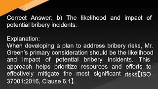 ISO 37001 Anti Bribery Management System Exam Free Practice Questions