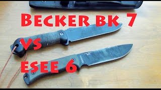 Ka-Bar Becker BK 7 VS ESEE 6 - Remember the Titans