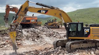 Caterpillar 385C, Cat 336F, Cat 336E Excavators \u0026 Cat D9T Bulldozer - Sotiriadis Constructions - 4k