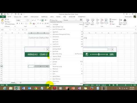 Customize Status Bar In Excel Hindi