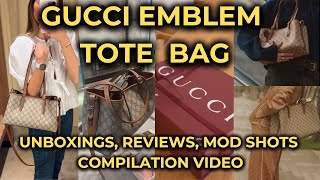 GUCCI EMBLEM TOTE BAG - the best unboxings, mod shots, reviews ✨ compilation video