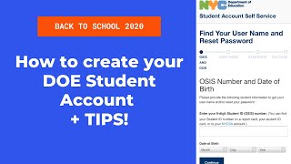 How to Create Your DOE Student Account from NYC DOE Website *plus TIPS*