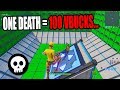 1 DEATH = 100 VBUCKS CHALLENGE! 100 Level Default Deathrun 2.0 (Fortnite Creative)