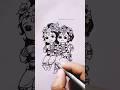 drawing of Krishna and Radha#easy drawing Krishna and Radha#short