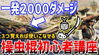 【モンハンワイルズ】一発2000ダメージの操虫棍がやばい、超簡単な初心者講座、シリーズ最高の性能と操作難易度！？【Monster Hunter Wilds】