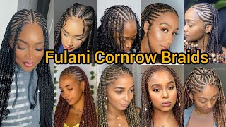 Fulani Cornrow Hairstyles to try in 2025 | Half Cornrow Braids | Ghana Weaving Braids Hairstyles