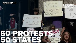 Protesters against Trump administration policies rally across the US