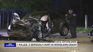 1 killed, 3 injured in Woodlawn crash late Saturday night, Chicago police say