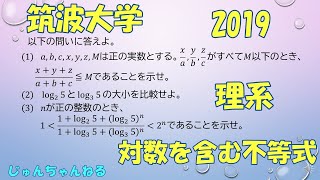 大学入試過去問（2019筑波大 理系 対数を含む不等式）