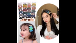 Jepit Rambut Klip Warna Set 10pcs Acrylic Frosted Geometric Hair Pins Candy Color JOFIK161