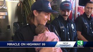 Sacramento firefighters reunite with 'miracle' baby born on Highway 99