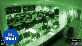 Spooky moment desk chair flies across empty office at night - Daily Mail