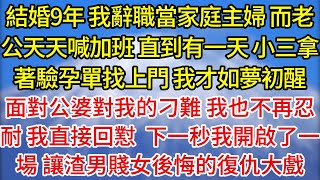 【完結】結婚9年，我辭職當家庭主婦，而老公天天喊加班，直到有一天，小三拿著驗孕單找上門，我才如夢初醒，面對公婆對我的刁難，我也不再忍耐，我直接回懟，下一秒我開啟了一場，讓渣男賤女後悔的復仇大戲