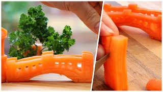 Handmade Carrot Bridge | Vegetable Carving Garnish | Food Decoration | Party Garnishing