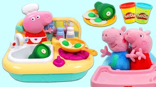 Peppa Pig Pretend Cooking Kitchen Stove & Sink Toy Play Doh Green Eggs & Ham & Kids Book Story Time!
