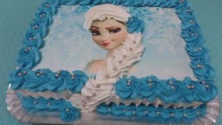 Bolo Frozen com Trança - Bolo de Aniversário da Elsa com trança de chantilly