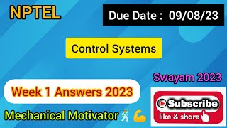 Control Systems | Week 1 Quiz | Assignment 1 Solution | NPTEL | SWAYAM 2023