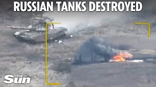 Russian tanks EXPLODE and troops blasted by drones in brutal Ukraine front line battles