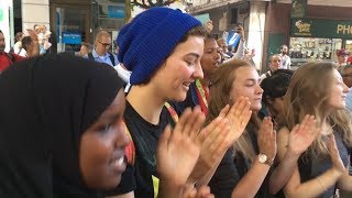 Birmingham Youth Enjoy Dancing with Devotees as Agnideva Prabhu Chants Hare Krishna at Ratha-yatra