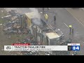 Tractor trailer fire on I-64 halts traffic