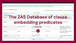 Video tutorial: How to use the ZAS Database of Clause-Embedding Predicates