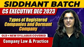 Types of Registered Companies and Dormant Company | Company Law & Practice | CS Executive Dec 2023