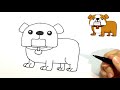 how to draw a british bulldog easy cute cartoon drawing