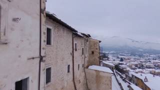 Vittorito il  borgo antico, (AQ), neve, snow, Abruzzo,  drone, Panorama, aerial view,