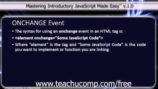 JavaScript Training Tutorial The ONCHANGE Event