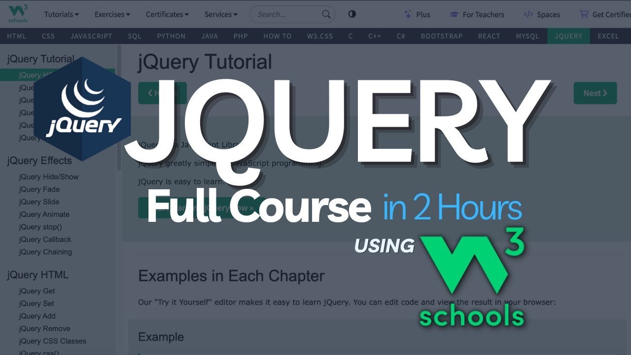 W3schools Jquery Full Course In 2 Hour Jquery W3schools Tutorial