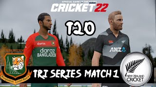 Bangladesh vs New Zealand 1st Tri-series T20 Match 2022 - Cricket 22 Gameplay 1080P 60FPS
