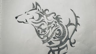 How to draw a tribal wolf tattoo || tribal tattoo