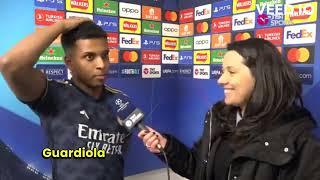 Pep Guardiola walked by Rodrygo during post-match interview,  and looked him. Ro