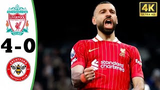 Extended highlights: Liverpool vs brentford 4-0 • All Goals 2025 HD | Mo salah Hattrick 🔥