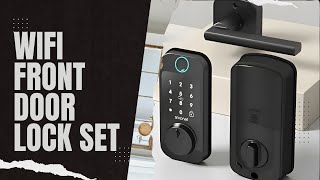 WiFi Front Door Lock Set - SMONET Fingerprint Keyless Entry Smart Locks Handle Set