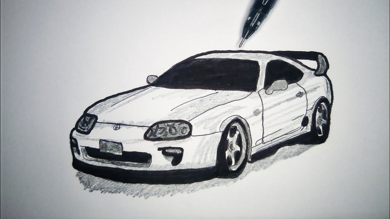 How To Draw Toyota Supra | Toyota Supra Mk4 Drawing Step By Step - YouTube