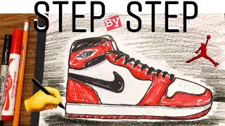 How to Draw the Air Jordan 1 - Step by Step TUTORIAL easy how to draw shoes #jordans #mrschuettesart
