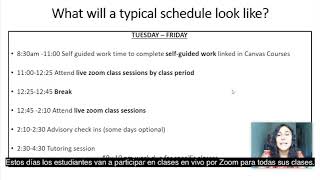 Weekly Schedule - Remote Learning Tutorial