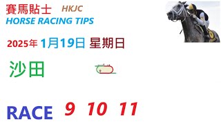 HKJC「賽馬貼士」🐴 2024年 1月 19 日,  星期日, 沙田 🐴   HONG KONG HORSE RACING TIPS 🐴 RACE   9  10  11