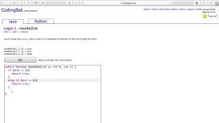 Logic 1 (twoAsOne) Java Tutorial || codingbat com