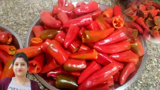 न प्रिजर्वेटिव, न धूप मे सुखाना, सालो चलने वाला चटपटा लाल मिर्च अचार - Red Chilli Pickle by Lata