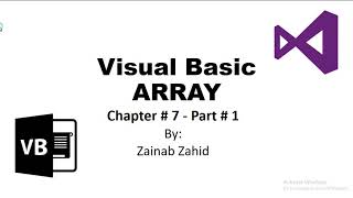 Arrays | Declaration & Initialization of Array | Uses |Chapter # 7 - part 1 | Visual Basic